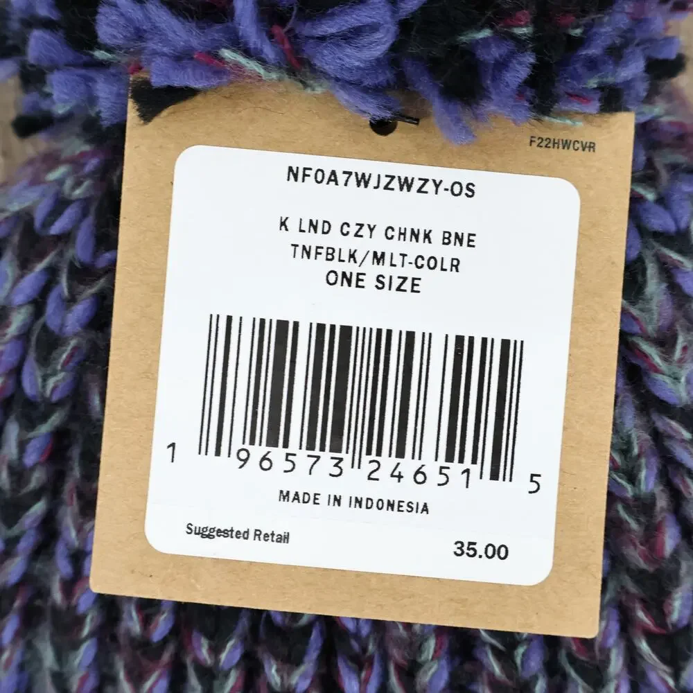 The North Face Youth Lined Cozy Chunky Beanie Black/Multicolor NWT